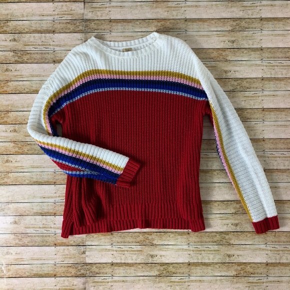 Sweaters - color block knit sweater
